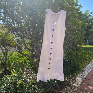 Monteau Los Angeles White Button Down Linen Dress Small